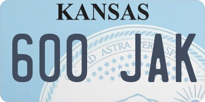 KS license plate 600JAK