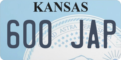 KS license plate 600JAP