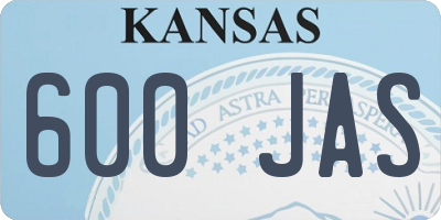 KS license plate 600JAS