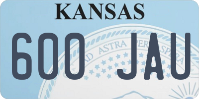 KS license plate 600JAU