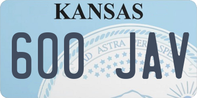 KS license plate 600JAV