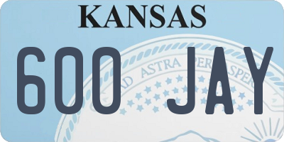 KS license plate 600JAY