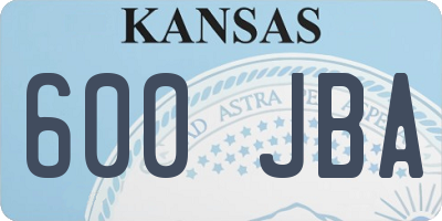 KS license plate 600JBA