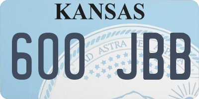 KS license plate 600JBB