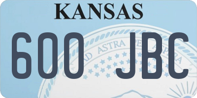 KS license plate 600JBC