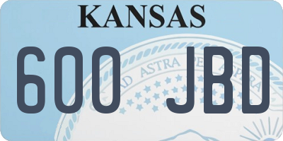 KS license plate 600JBD