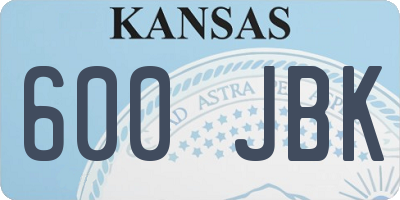 KS license plate 600JBK
