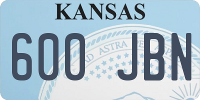 KS license plate 600JBN