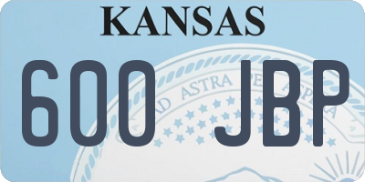 KS license plate 600JBP