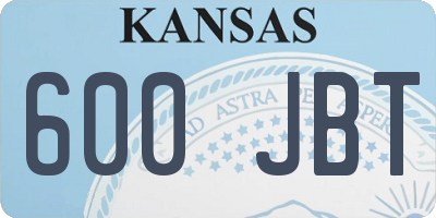 KS license plate 600JBT