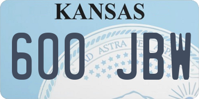 KS license plate 600JBW