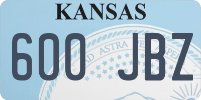 KS license plate 600JBZ
