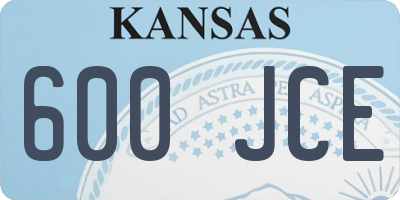 KS license plate 600JCE