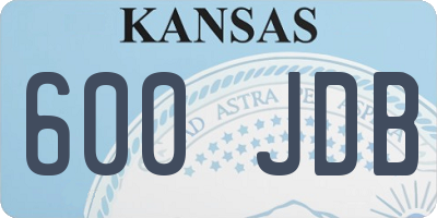 KS license plate 600JDB