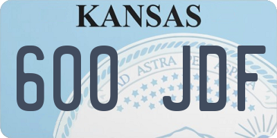 KS license plate 600JDF