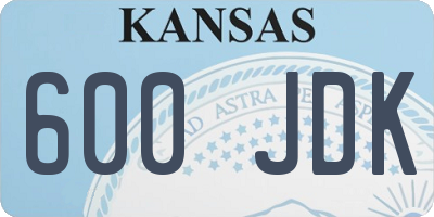 KS license plate 600JDK
