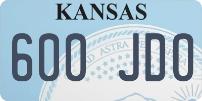 KS license plate 600JDO