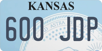 KS license plate 600JDP