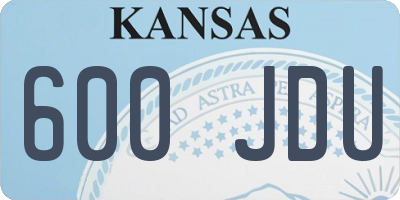 KS license plate 600JDU