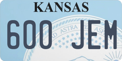 KS license plate 600JEM