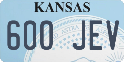 KS license plate 600JEV