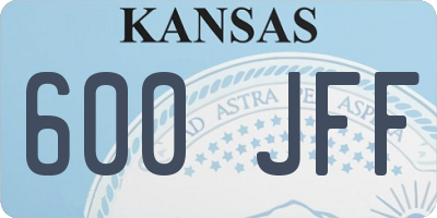 KS license plate 600JFF