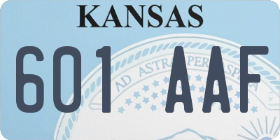 KS license plate 601AAF