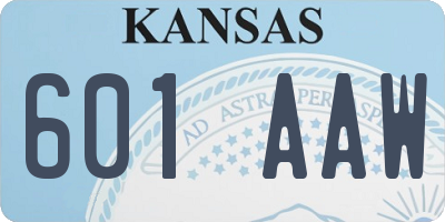 KS license plate 601AAW