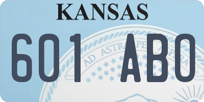 KS license plate 601ABO