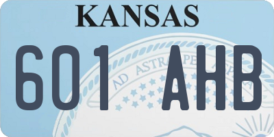 KS license plate 601AHB