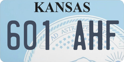 KS license plate 601AHF