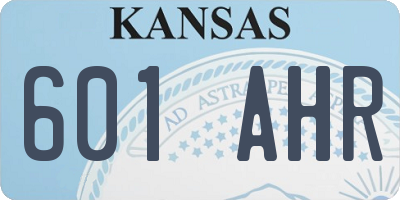 KS license plate 601AHR