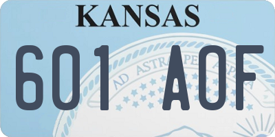 KS license plate 601AOF