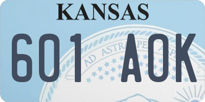 KS license plate 601AOK