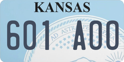 KS license plate 601AOO
