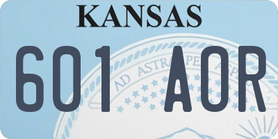 KS license plate 601AOR