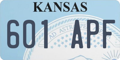 KS license plate 601APF