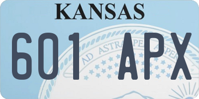 KS license plate 601APX