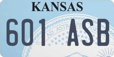 KS license plate 601ASB