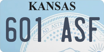 KS license plate 601ASF