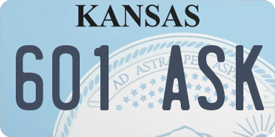 KS license plate 601ASK