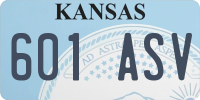 KS license plate 601ASV