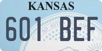 KS license plate 601BEF