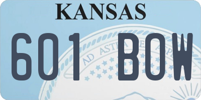 KS license plate 601BOW