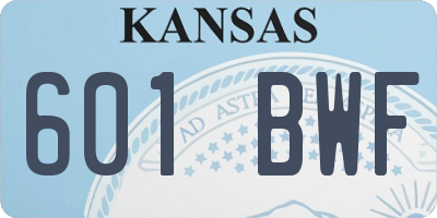 KS license plate 601BWF