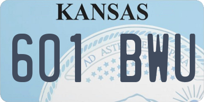 KS license plate 601BWU