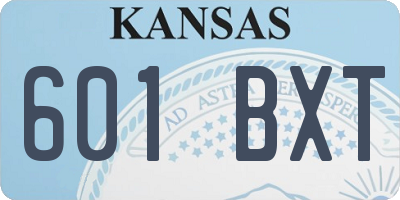 KS license plate 601BXT