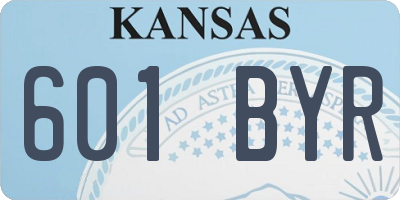 KS license plate 601BYR