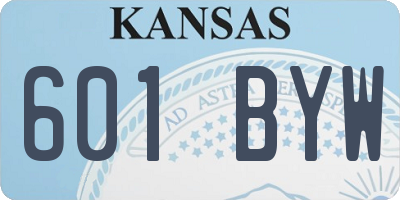 KS license plate 601BYW