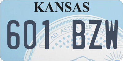 KS license plate 601BZW